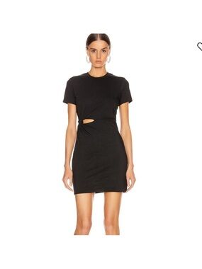 Alexander Wang Black Short Sleeve Mini Dress with Side Cutout